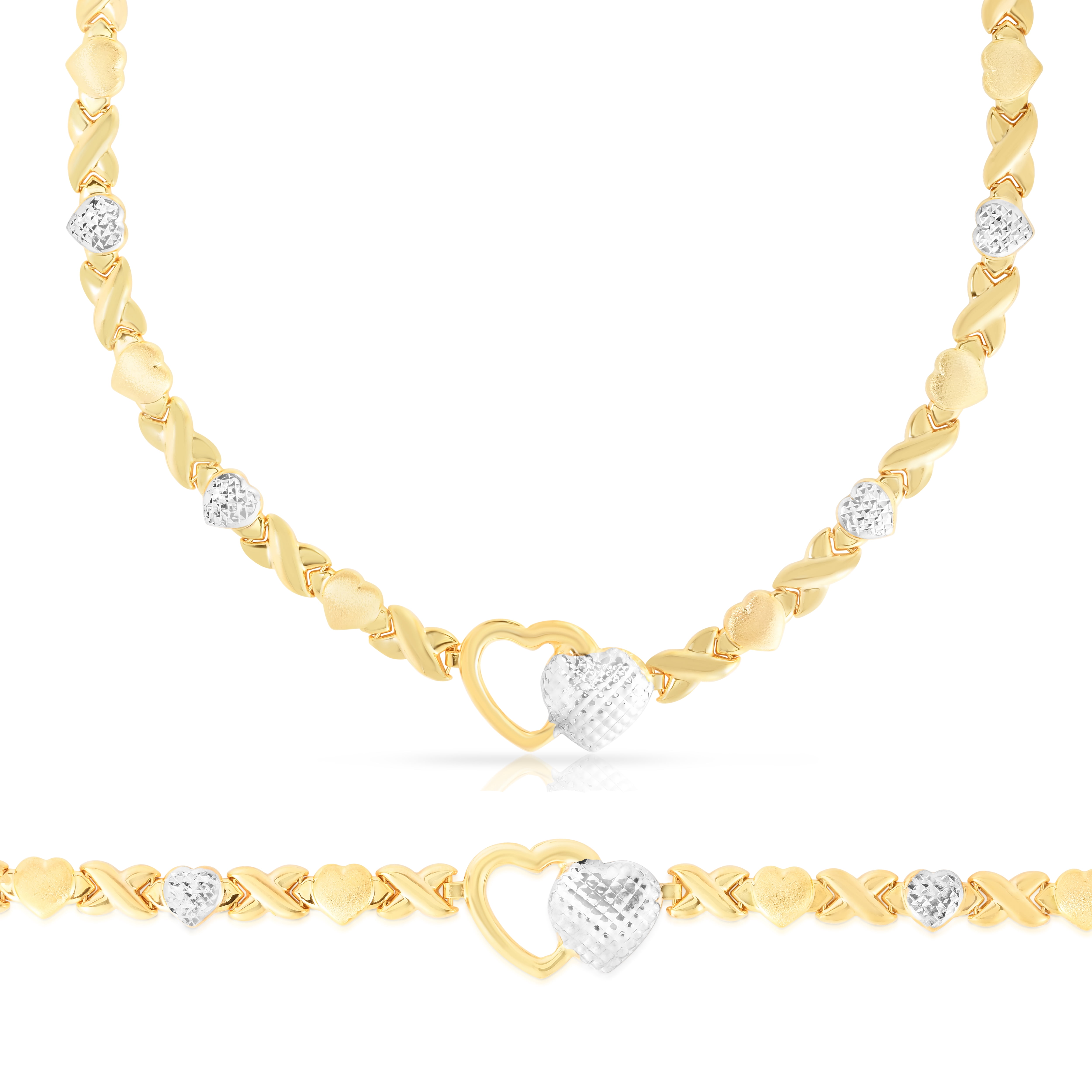 Heart Pendant Bracelet and Necklace Set 