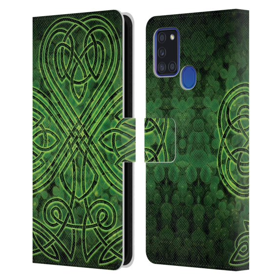 Head Case Designs Officially Licensed Brigid Ashwood Celtic Wisdom 3 Irish Shamrock Leather Book Wallet Case Cover Compatible with Samsung Galaxy A21s (2020)