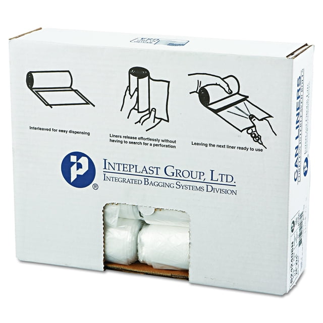 Forros para latas Inteplast Group de alta densidad, 10 L, 8 micrófonos, 24 x 24, 50 B/R, 20 R/C