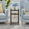 thumbnail image 3 of ZEXVIDA Side Table with Charging Station for Small Spaces, 3-Tier End Table with USB Ports & Power Outlets, Narrow End Table Bedside Table Nightstand with Metal Tabletop Tray Storage (Rustic Brown), 3 of 9