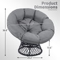 thumbnail image 2 of Melocadol Oversized 46" Papasan Chair, Fluid 360° Swivel with Cushion, Durable Frame for Indoor & Outdoor, Black Frame with Dark Grey Cushion, 2 of 6