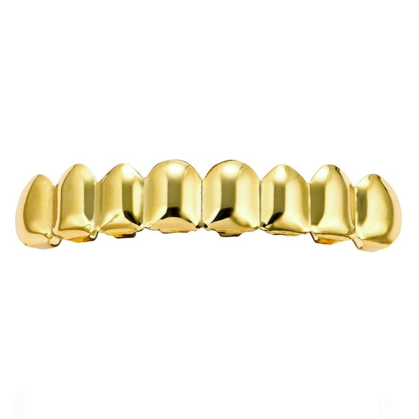 Brackets de oro de hip-hop, dientes superiores 8, dientes inferiores 8, chapado en oro real, brackets de hip-hop de oro de 18 quilates