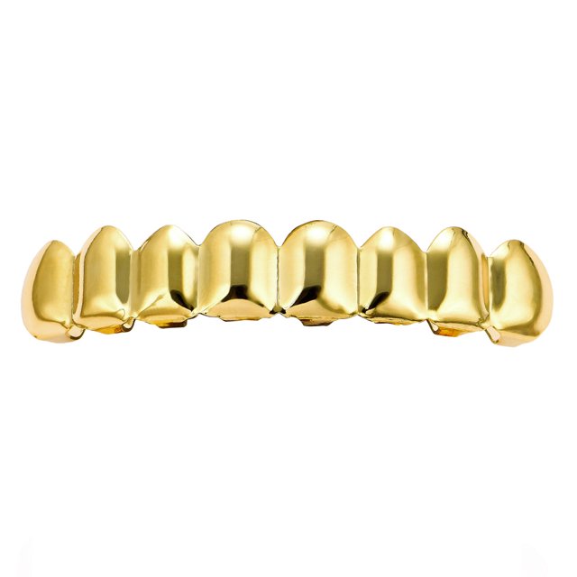 Brackets de oro de hip-hop, dientes superiores 8, dientes inferiores 8, chapado en oro real, brackets de hip-hop de oro de 18 quilates