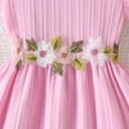 thumbnail image 4 of Gubotare Girls Floral Sleeveless Dress Ruffle Sleeve A Line Dress Zipper Back for Summer Casual School Party Outfit (Light Pink,3-4 Years), 4 of 5