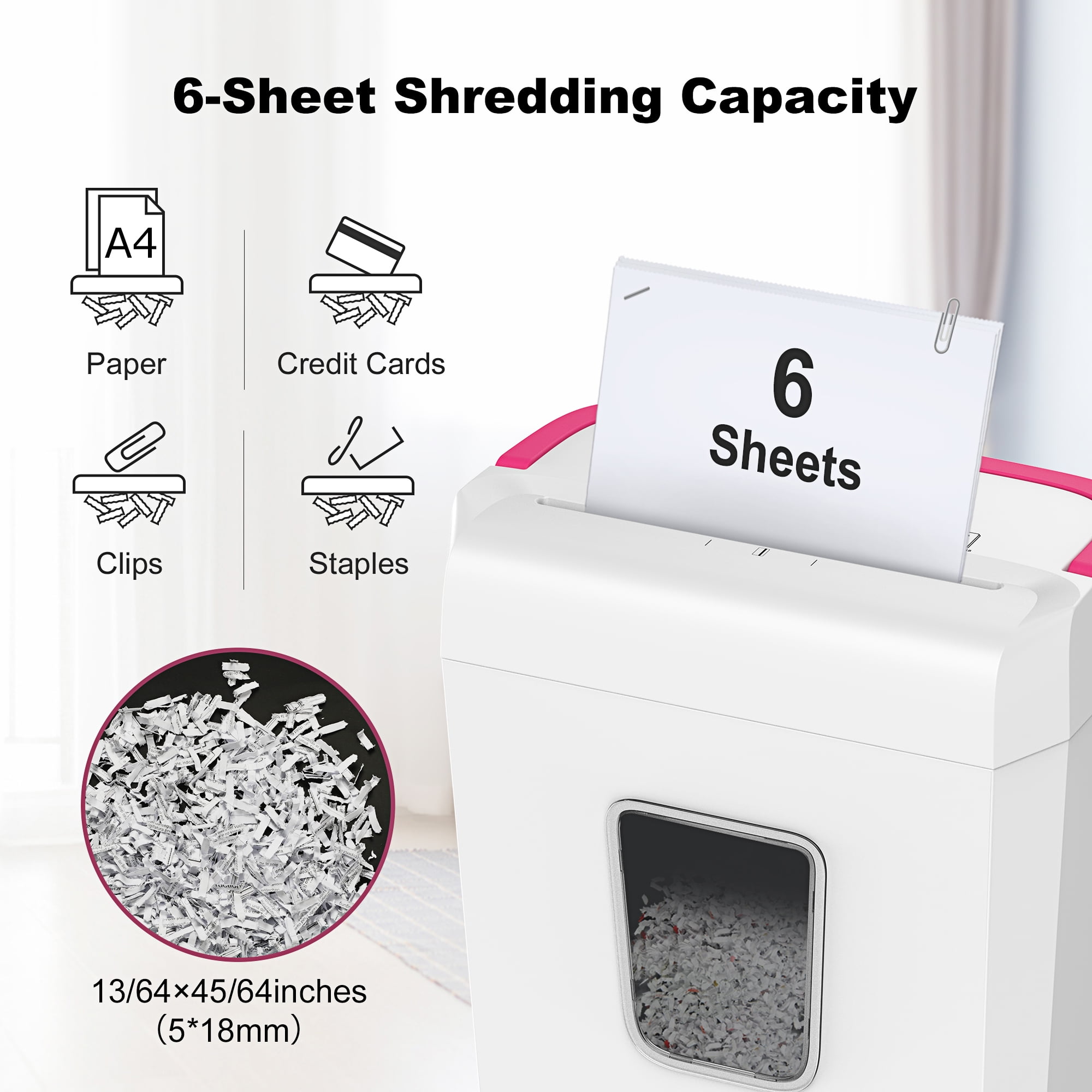 Free Shipping! Bonsaii Cross Cut Paper Shredder 6 Sheets, White