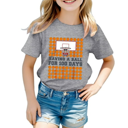 

ZMHEGW Shirts for Teen Kids Girls Child Short Sleeve Prints T Shirt Trendy Girls Fans Gift Tops Toddler Boys Girls T Shirts