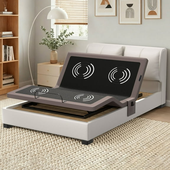 CHITOOMA Electric Adjustable Bed Frame Queen, Zero-Clearance with Massage (4 Modes & 3 Intensities), Wireless Remote, Zero Gravity, 4 USB Ports, Under-Bed Nightlight