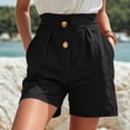 thumbnail image 6 of WXLWZYWL Ladies Plus Size Solid High Waist Casual Shorts Summer Relaxed Short Pants with Elastic Waistband and Buttons, 6 of 6