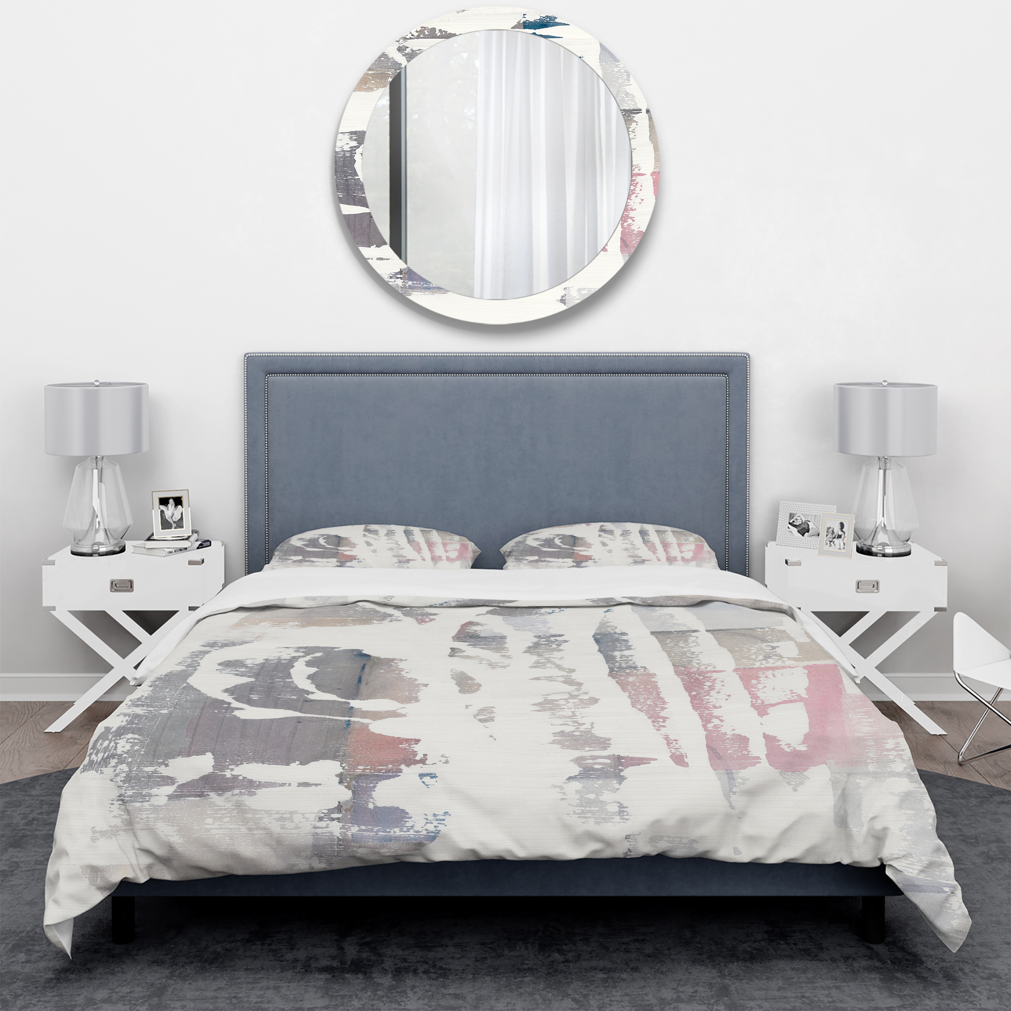 Designart 'White Out Geometric' Geometric Duvet Cover Set
