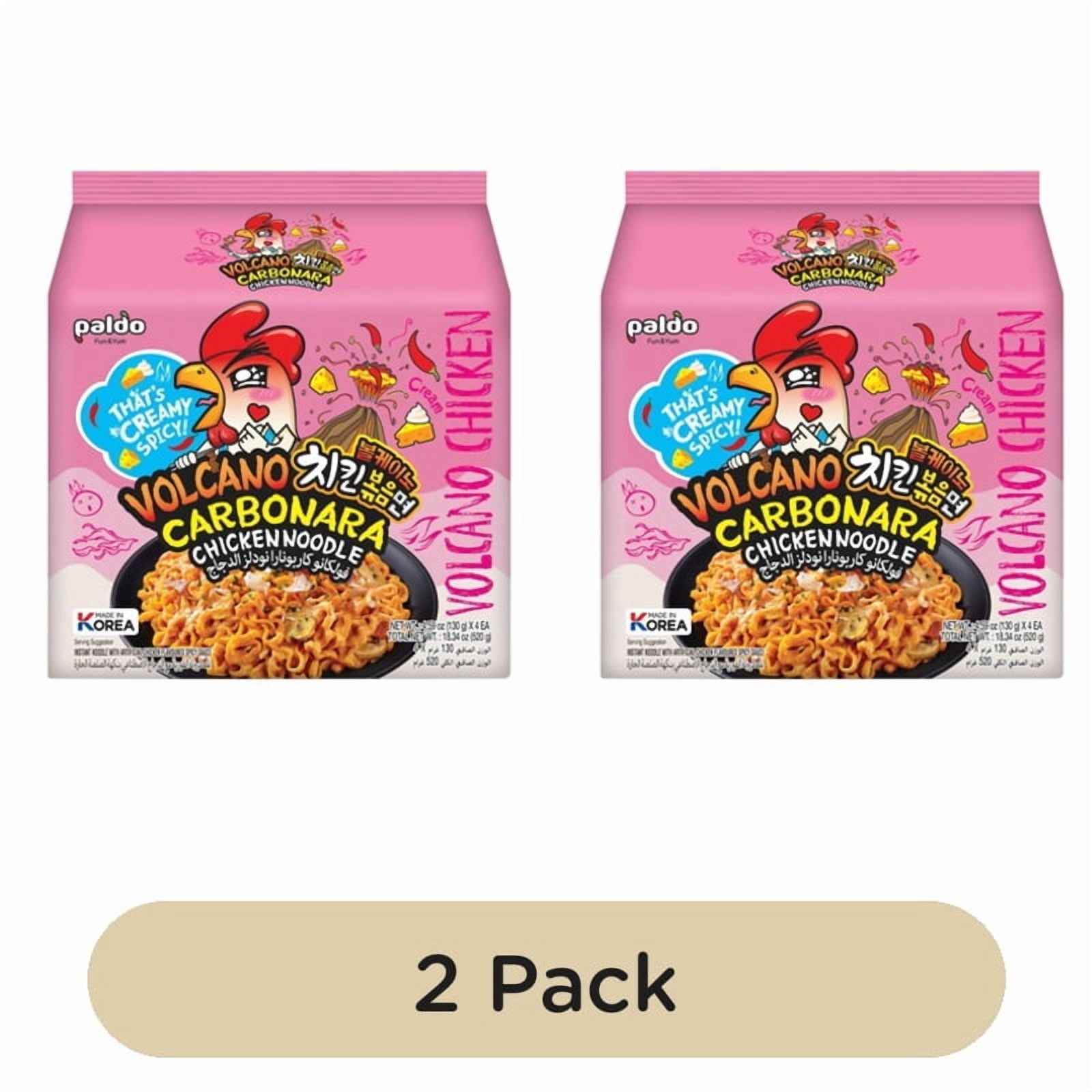 Paldo Volcano Carbonara Chicken Flavoured Instant Noodle Multipack 520g, British Import (Pack of 2)