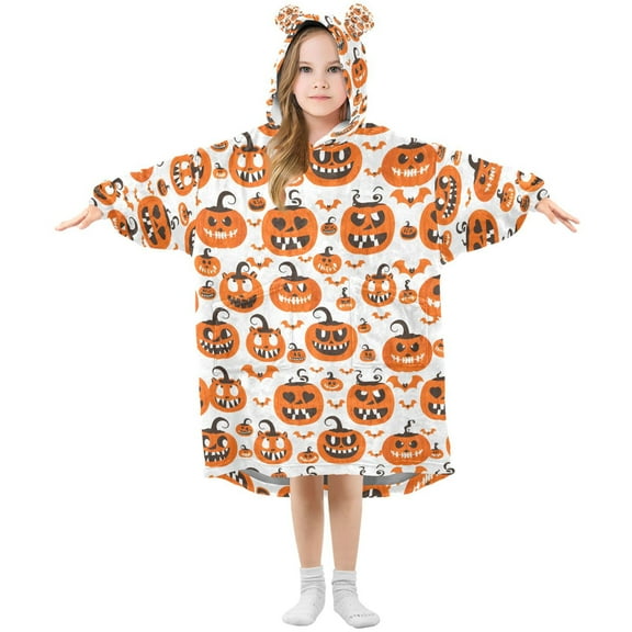 joogoo Wearable Blanket Hoodie for Cartoon Pumpkins Oversized Sherpa Hooded 3-14 YR M