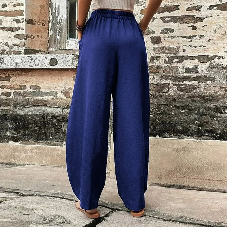 ★overdue flair★ COLOR WIDE PANTS_ BLUE NVGTN Daydream Foldover Flare Pants - Blue Haze |