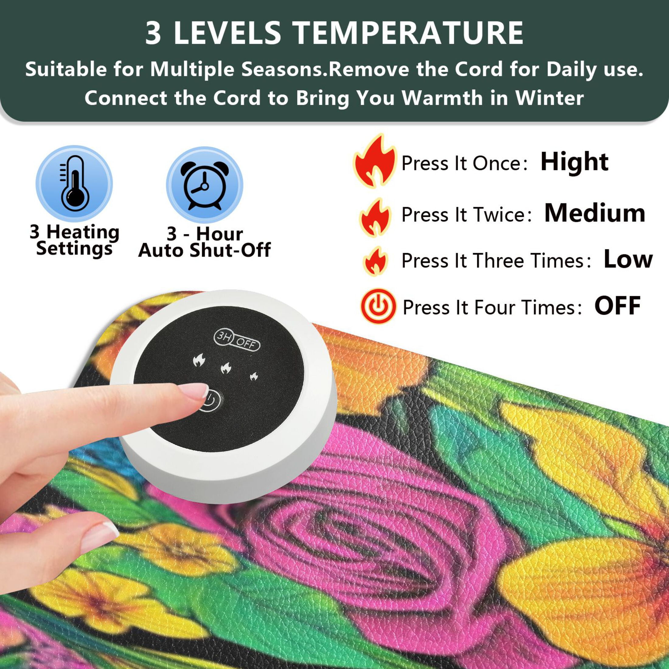Wobogo Tropical Pineapple Heated Mouse Pad Extra-Large Desk Mat With 3 Heating Levels and 3-hour Auto Shut-Off Protection Ideal for Computer Keyboards Home Office Hand-warming Essential 31.5in × 13in