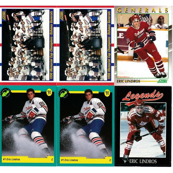 6 Eric Lindros 1990 1991 Oshawa Generals Classic Legends and Score hockey cards