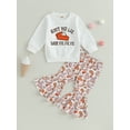 thumbnail image 2 of Toddler Baby Girls Halloween Outfits Long Sleeve Sweatshirt Pie/Pumpkin Print Pants Set, 2 of 8