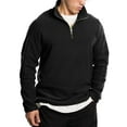 thumbnail image 4 of Mohiass Men's Quarter Zip Fleece Cotton Pullover Sweatshirts Mock Neck Casual Long Sleeve Fall Winter Warm Sweatshirt Black L, 4 of 5