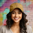 thumbnail image 3 of Dalix Cosmo Embroidered Cap Cotton Cosmopolitan Baseball Cute Cool Dad Hat Womens in Washed Gold, 3 of 5