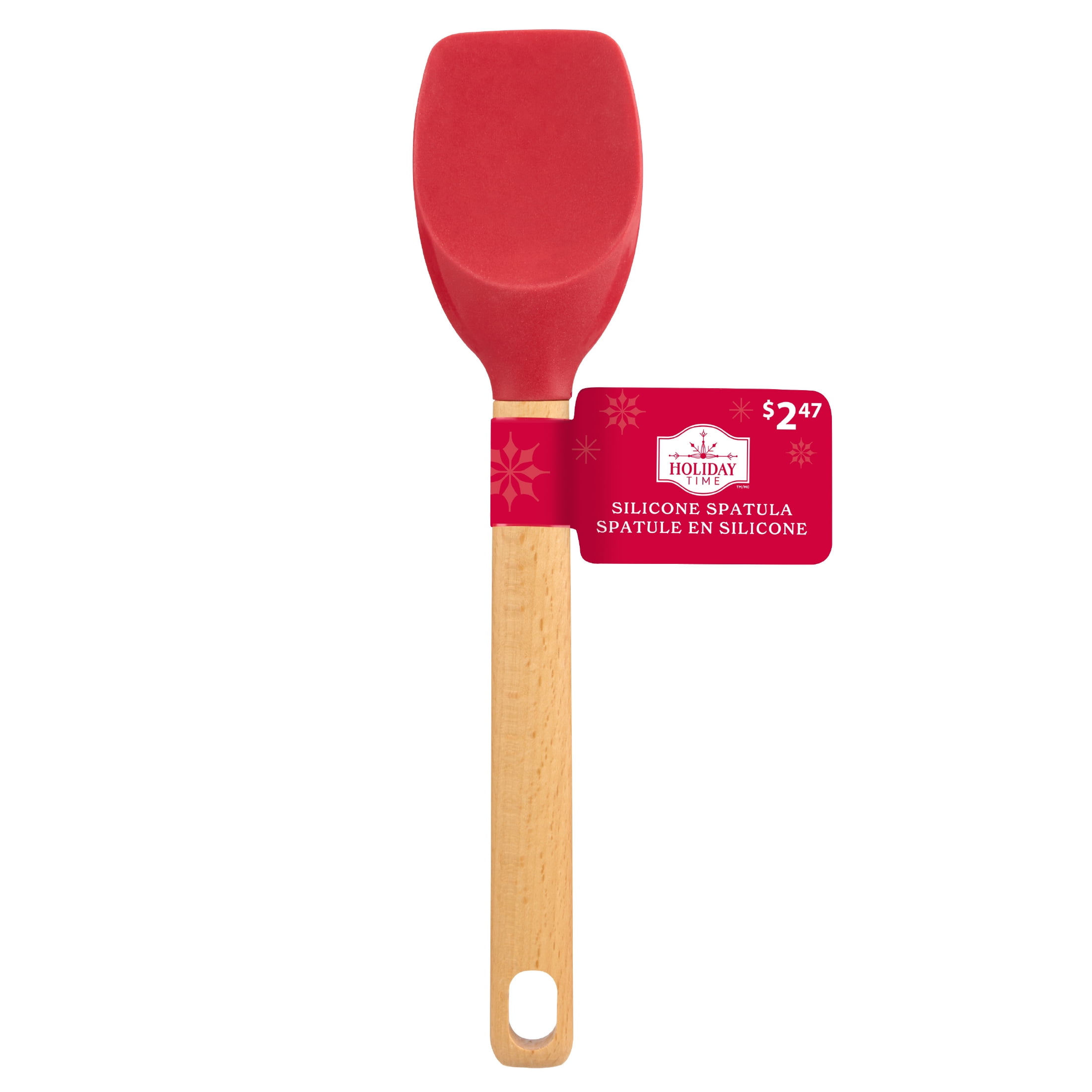 Holiday Time Silicone & Beechwood Spoonula Spatula, Red