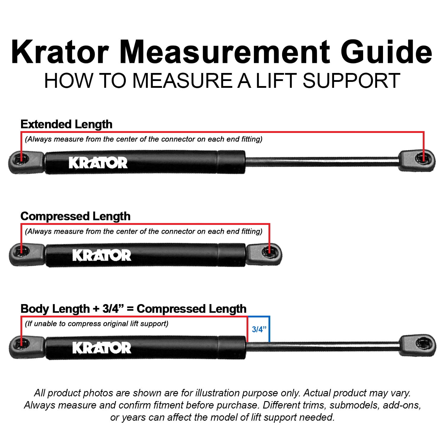 Lid Stay Force Output 320N LSC-0457 SG330094 Gas Spring Shocks Krator 2pcs 6166 Replacement Hood Lift Supports Gas Strut Prop Arms 6166 Lid Support