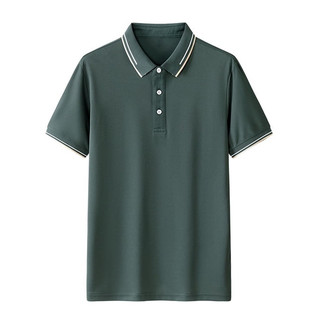 pstuiky Camisas de manga corta para hombre, Camisa informal de manga corta con cuello vuelto, cómoda y lisa, para hombre ropa de hombre l