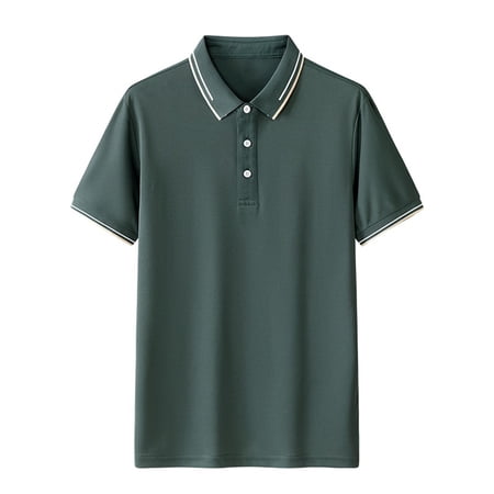 Dagegui Mens Green Short Sleeve Pullover Shirt Moisture Wicking Golf Tennis T-Shirt Breathable Summer Collared Athletic Tee 1X