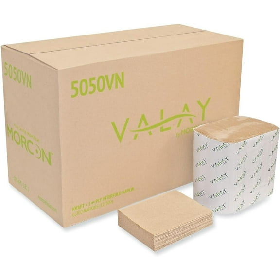 WXWP Tissue Valay Interfolded Napkins, 1-Ply, 6.3 x 8.85, Kraft., 6,000/Carton (5050VN)