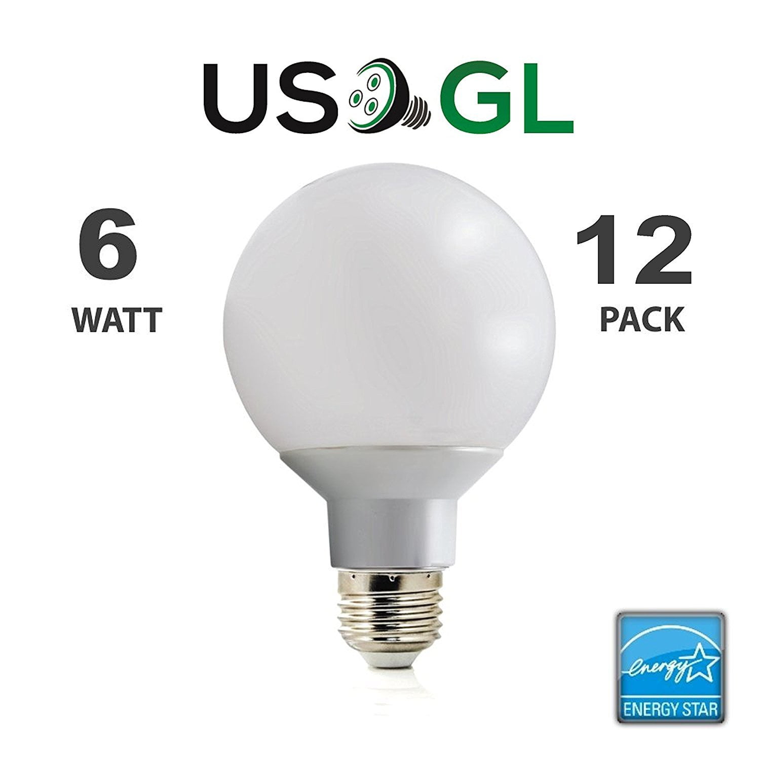 6 Pack Led G25 Vanity Globe Light Bulb Dimmable 6w 40 Watt Departments