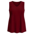 thumbnail image 5 of TGSLY Women's Plus Size Pleats Tank Tops V Neck Basic Solid Color Sleeveless Vest Casual Flowy Summer A-Line Swing Hem Blouses XXXL, 5 of 9