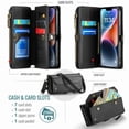 thumbnail image 3 of For Iphone 14 Caseme C36 Card Slots Zipper Wallet Rfid Anti-Theft Leather Phone, iPhone 12 Pro Max, 3 of 7