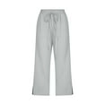 thumbnail image 5 of FRSASU Womens Capris Loose Fit Casual Pants Dressy Lightweight Solid Color Baggy Pants for Hiking White XL(XL), 5 of 5
