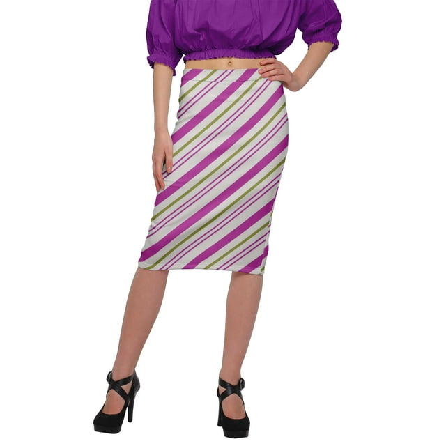Moomaya Jupe Imprimée Longueur Genou pour Femmes Grande Taille Jupe en Poly Spandex