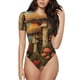 thumbnail image 1 of Balery Vintage Cloud Mushroom Body de cuello redondo de manga corta para mujer Tops de manga corta Tops básicos-XX-Large, 1 of 7
