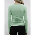 thumbnail image 4 of Womens Ribbed Long Sleeve Crewneck Casual Slim Basic Shirts Fitted Knit Tops Sage Green XXL, 4 of 6