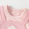 thumbnail image 4 of Girls' Romper Set With Fake Two Piece Design, Short Sleeve Bodysuit, Easter Bunny Egg Print Light Pink, 4 of 7