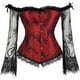 thumbnail image 1 of Corsé para mujer, para Halloween, Navidad, con pecho completo, con cordones y mangas en los hombros., 1 of 5