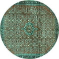 thumbnail image 1 of Ahgly Company Indoor Round Persian Turquoise Blue Traditional Area Rugs, 5' Round, 1 of 4