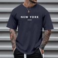 thumbnail image 2 of Afdoent Mens T-Shirt Male Casual Short Sleeve T Shirt With Letter Print And City Theme For Daily Wear And Outings Comfortable Fit Streetwear, 2 of 5