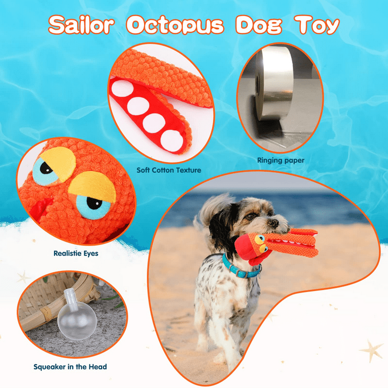 Squeaky Dog Toys, Octopus Plush Dog Toy, Durable Interactive Dog Chew Toys for Small Medium Large Dogs Reduce Boredom and Cleaning Teeth, Size: 1 Pack