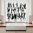 thumbnail image 2 of Ambesonne Black White Kitchen Curtains, Various Dance Performer, 55"x39", Black and White, 2 of 3