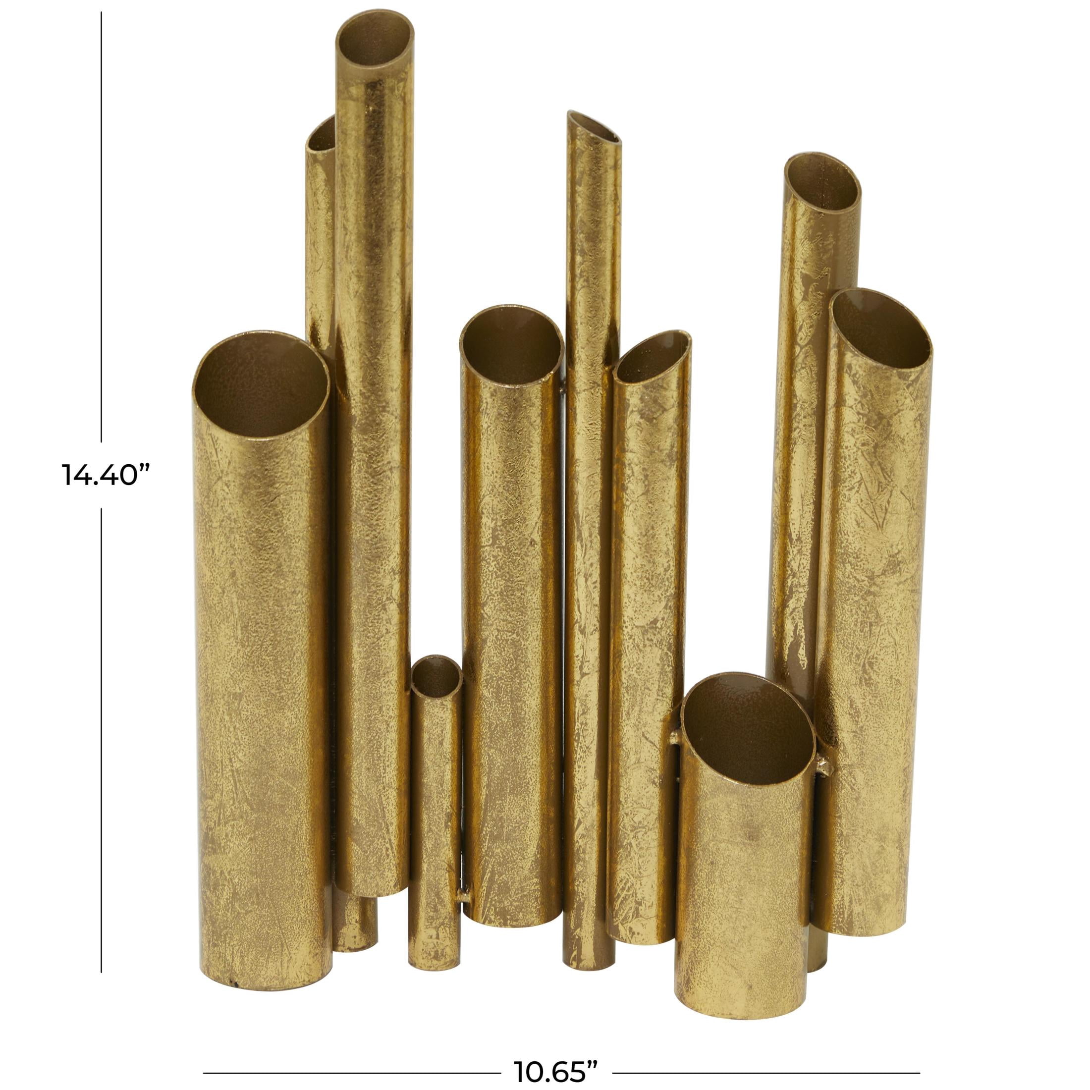 CosmoLiving by Cosmopolitan 14" Organ Pipe Gold Metal Vase