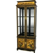 Lacquer Curio Cabinet, Gold Birds and Flowers