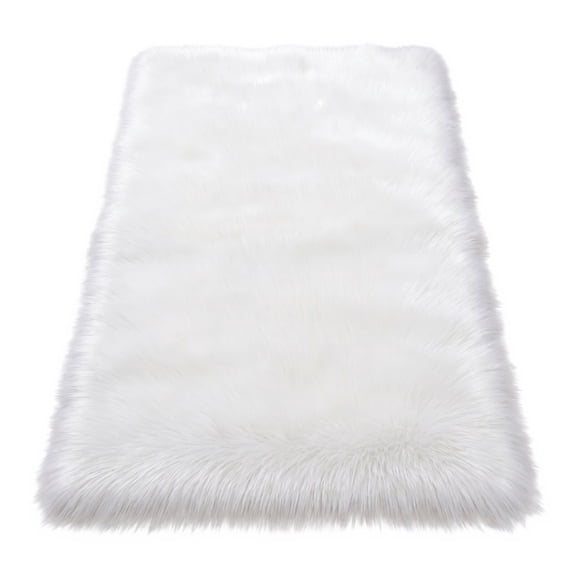 Unique Bargains Shaggy Area Rug Ultra Fluffy Non Slip Fuzzy Carpet 24" x 16" White