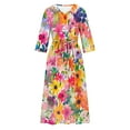 thumbnail image 4 of WFJCJPAF 2025 New Product Autumn Dresses for Women under $10 Plus Size,Women's Summer Printed Fashion Three-Quarter Sleeve Turndown Collar Dress - Orange S, 4 of 5