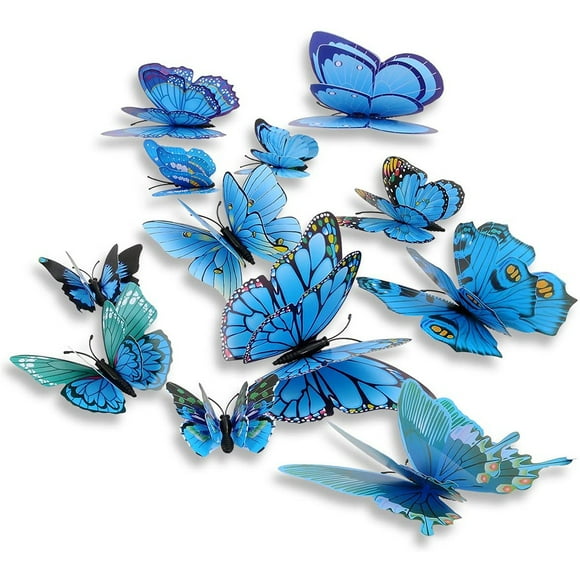 Mixed of 12PCS 3D Pink Butterfly Wall Stickers Decor Art Decorations