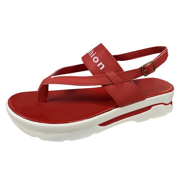 Ladies Fashion Flock Wedge Heel Pinch Toe Platform Buckle Roman Sandals