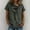 Gray, variant on Womens Short Sleeve Flowy Blouse - Bow Neck Tie Front Top, Lightweight Polyester Casual Shirt, Red,Size L