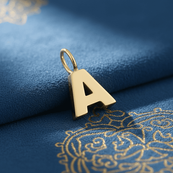 Vinali 14K Solid Yellow Gold A Initial Pendant for Women & Teens
