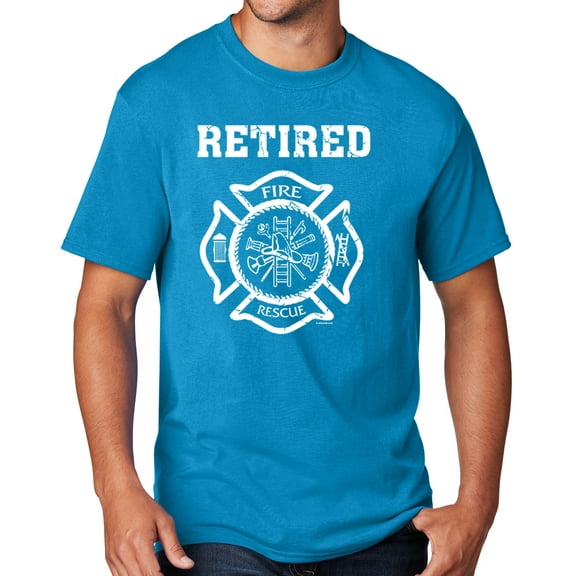 Men's Retired Firefighter T-shirt, XL Sapphire Blue - TALL