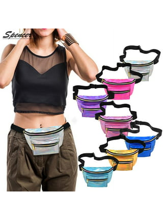 Fanny Pack, PU Waist Fanny Pack Bum Bag for Women Men，Waterproof Waist Pack  Retro Neon Fanny Bag for Festival, Rave (Black and White Checkerboard)