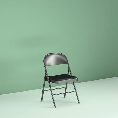 Mainstays Vinyl (4-Pack) Folding Chair in Black (Best Folding High Chair 2019)